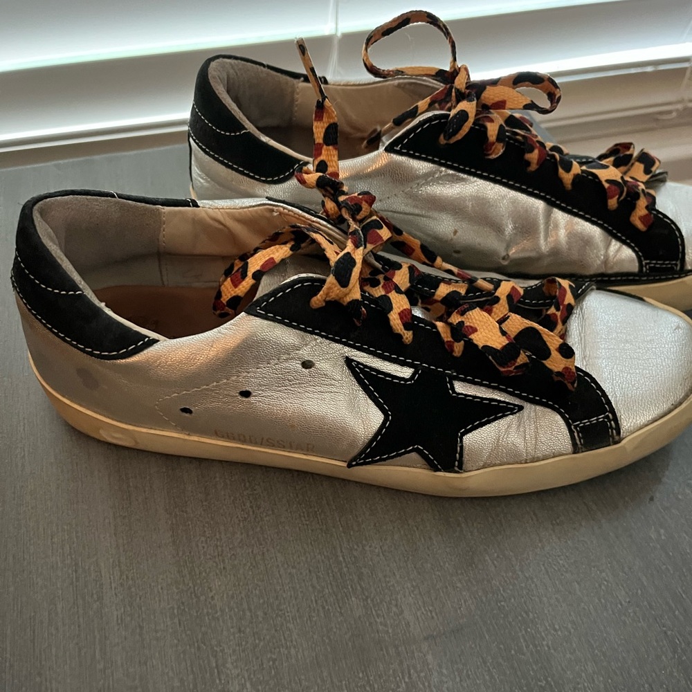 Silver& Black Golden Goose Sneakers